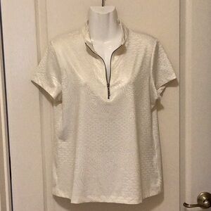 Chicos shirt Weekends shirt bone gold designs zipper size (1) M-8 in exc…